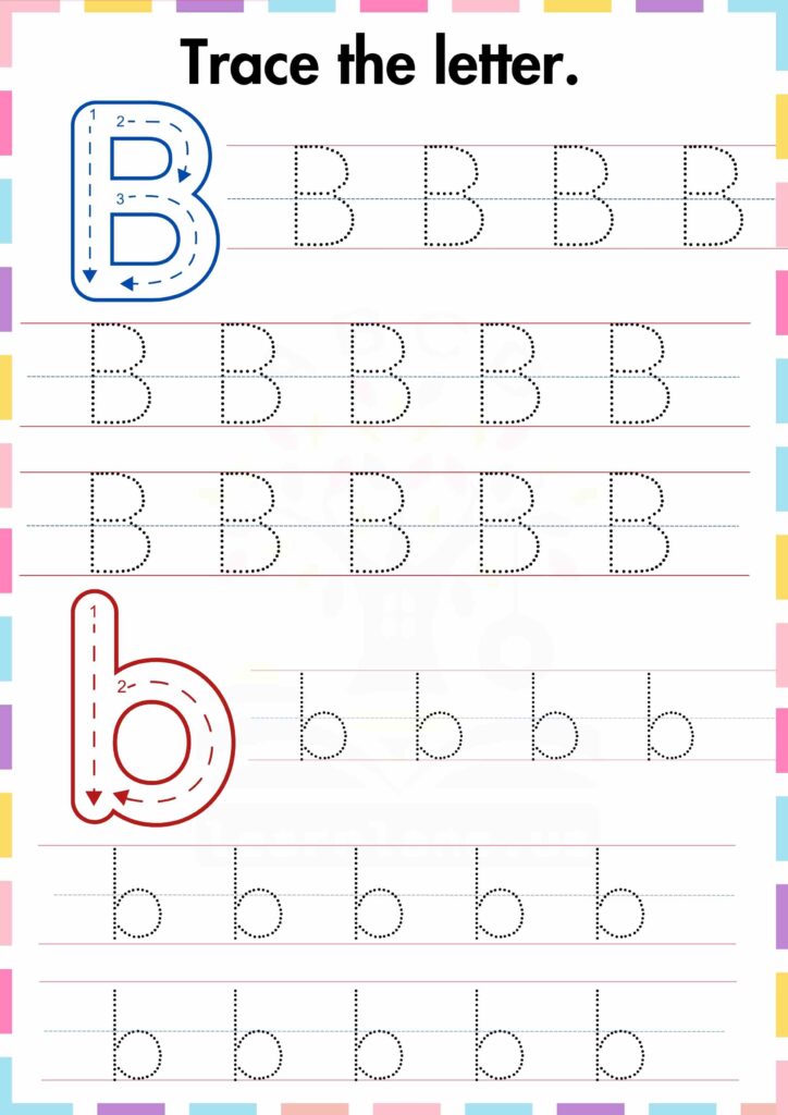 Trace and practice both Capital and small b preschool worksheet