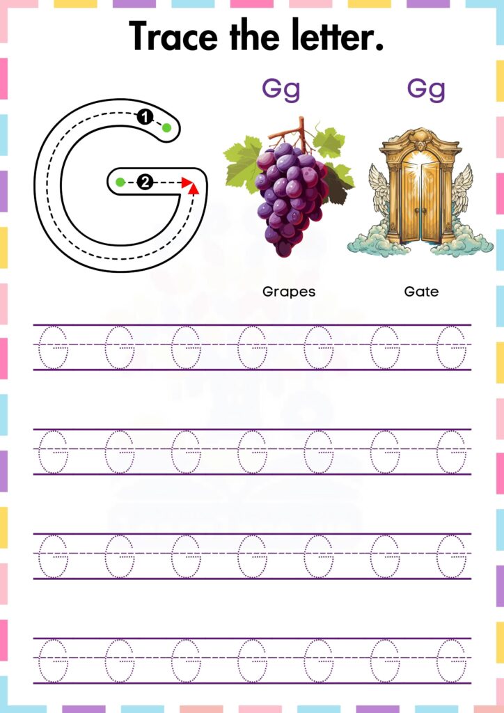 Trace and practice the letter Capital G worksheet for preschool