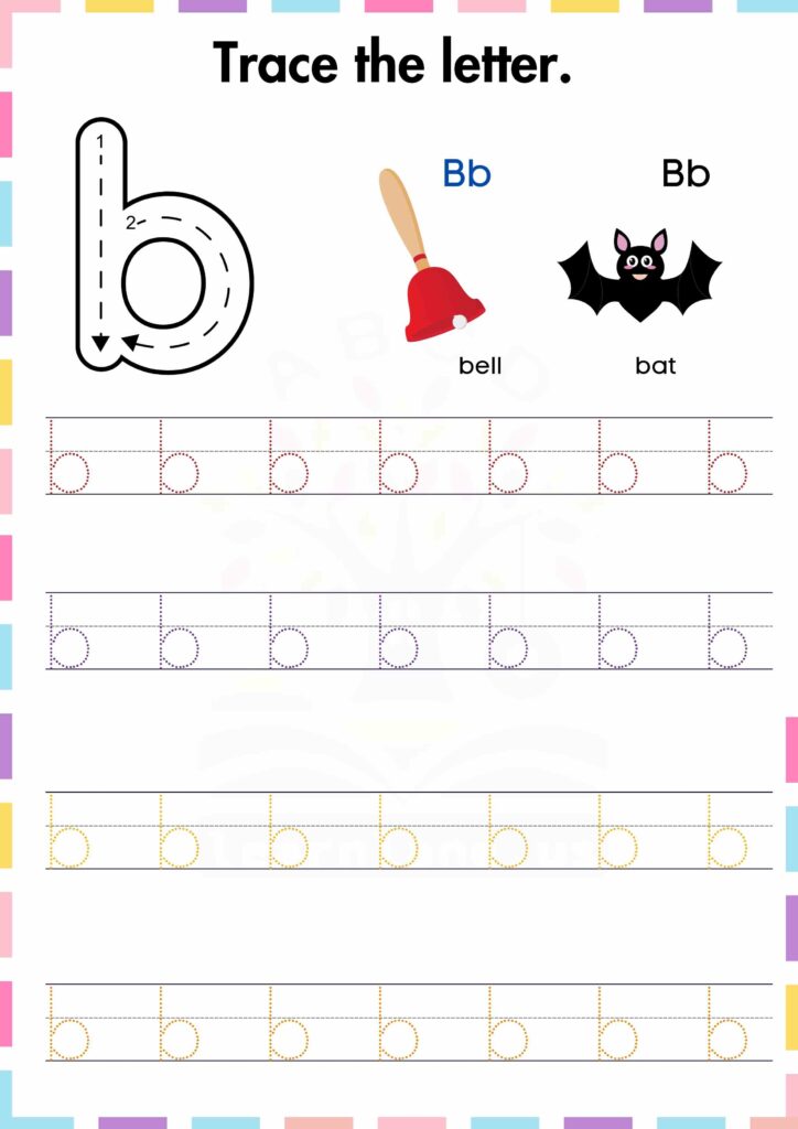 Trace and practice the Small letter b preschool worksheet