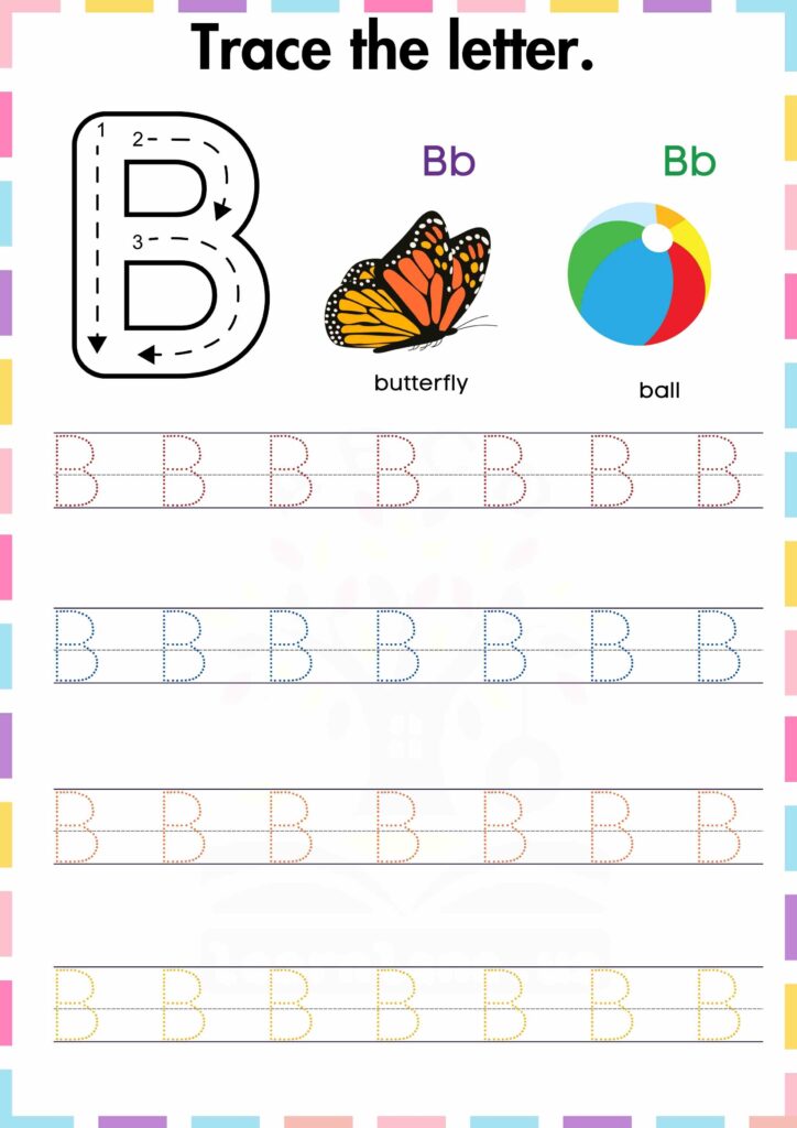 Trace and practice the letter b worksheet for preschool