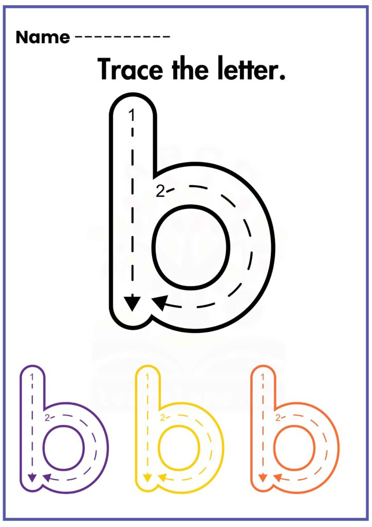 Trace the letter small b preschool workseet