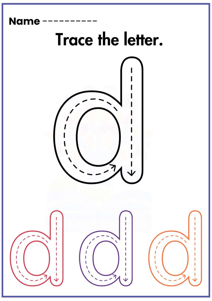 Trace the letter small d preschool workseet