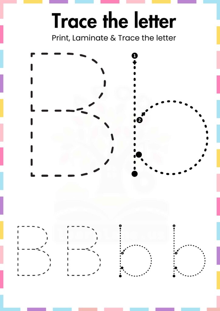 Trace the simple letter B preschool Worksheet