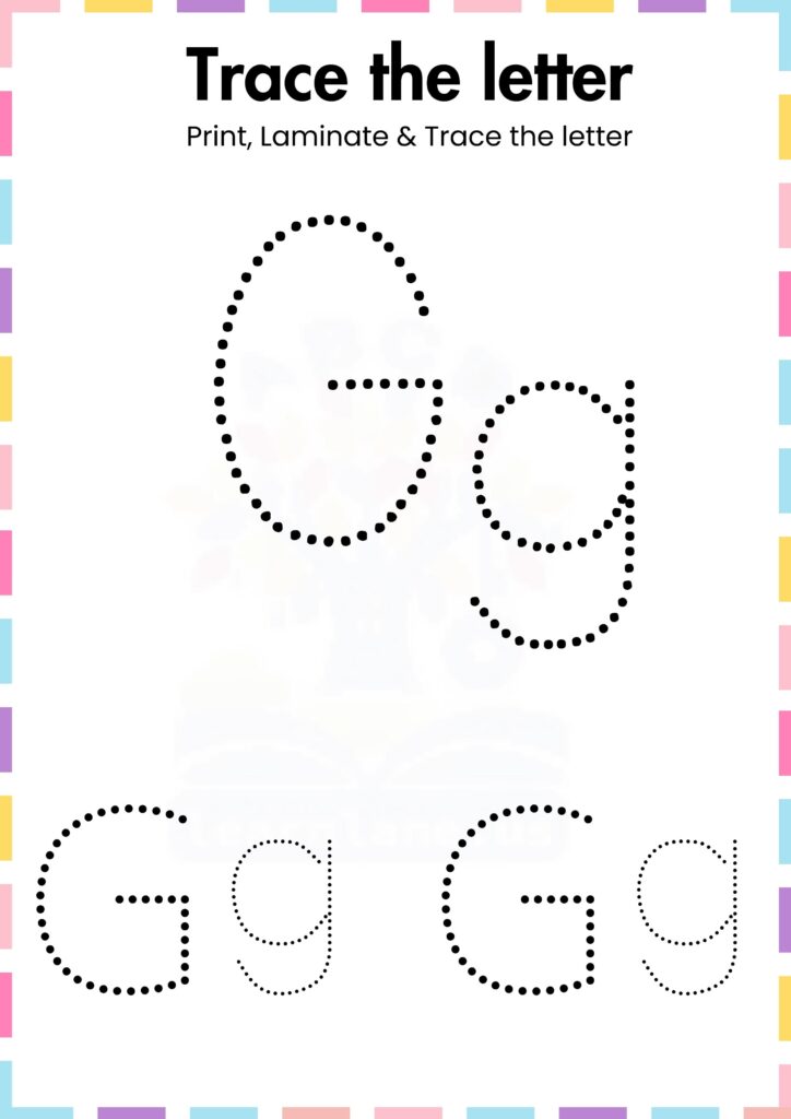 Trace the simple letter G preschool Worksheet