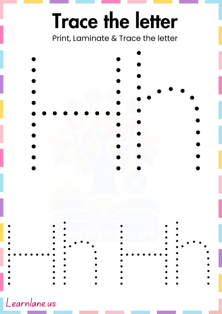 Trace the simple letter H preschool Worksheet