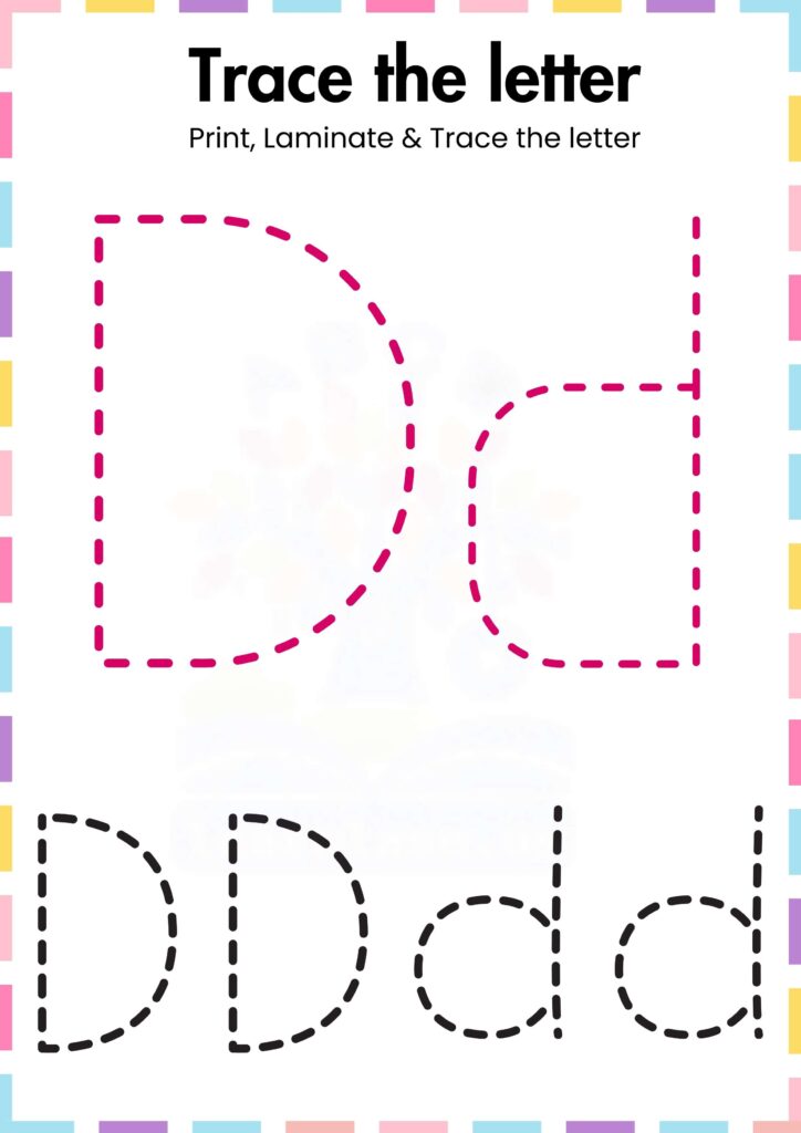 Trace the simple letter d preschool Worksheet