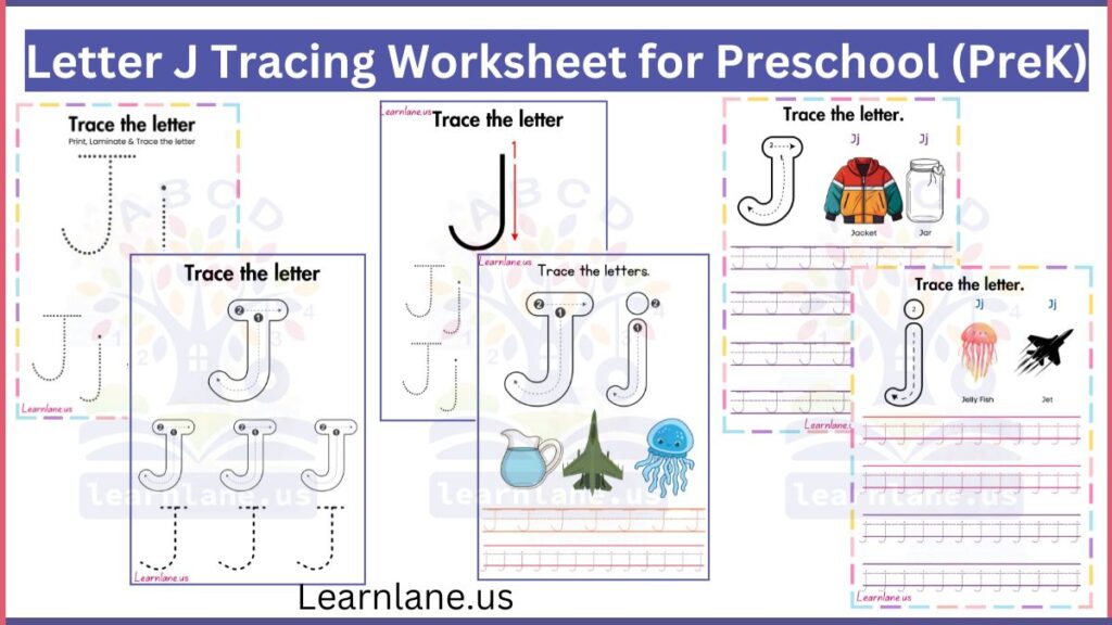 free printAble Letter J Tracing Worksheet for Preschool (PreK) featured image