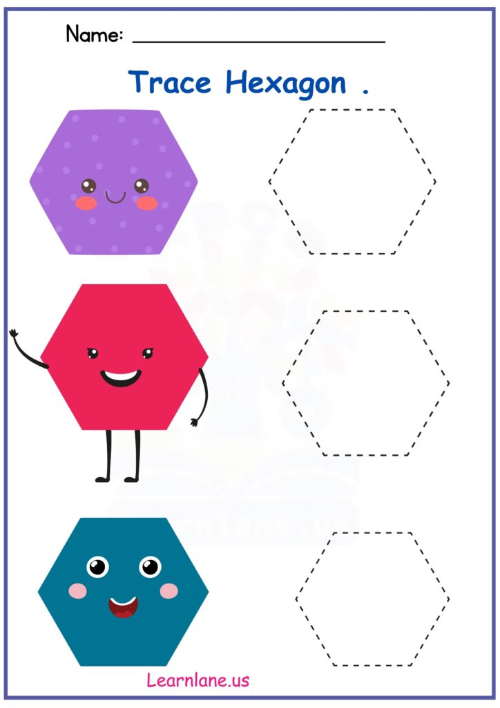 Image showing interactive Hexagon Tracing Worksheets for preschool