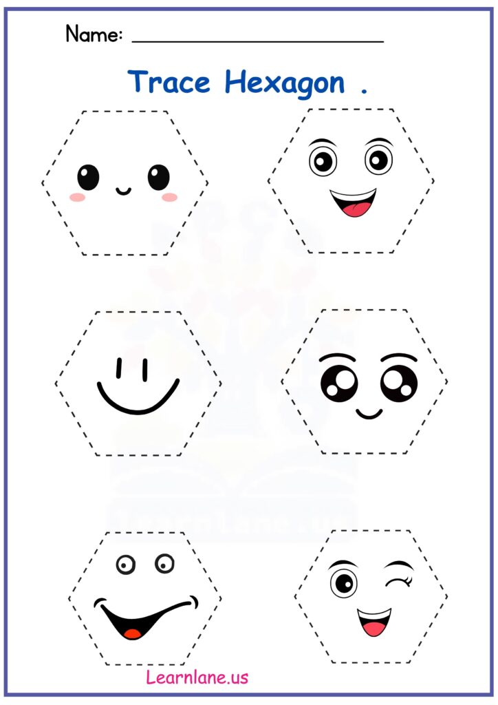 Image showing Hexagon Tracing Worksheets for preschool