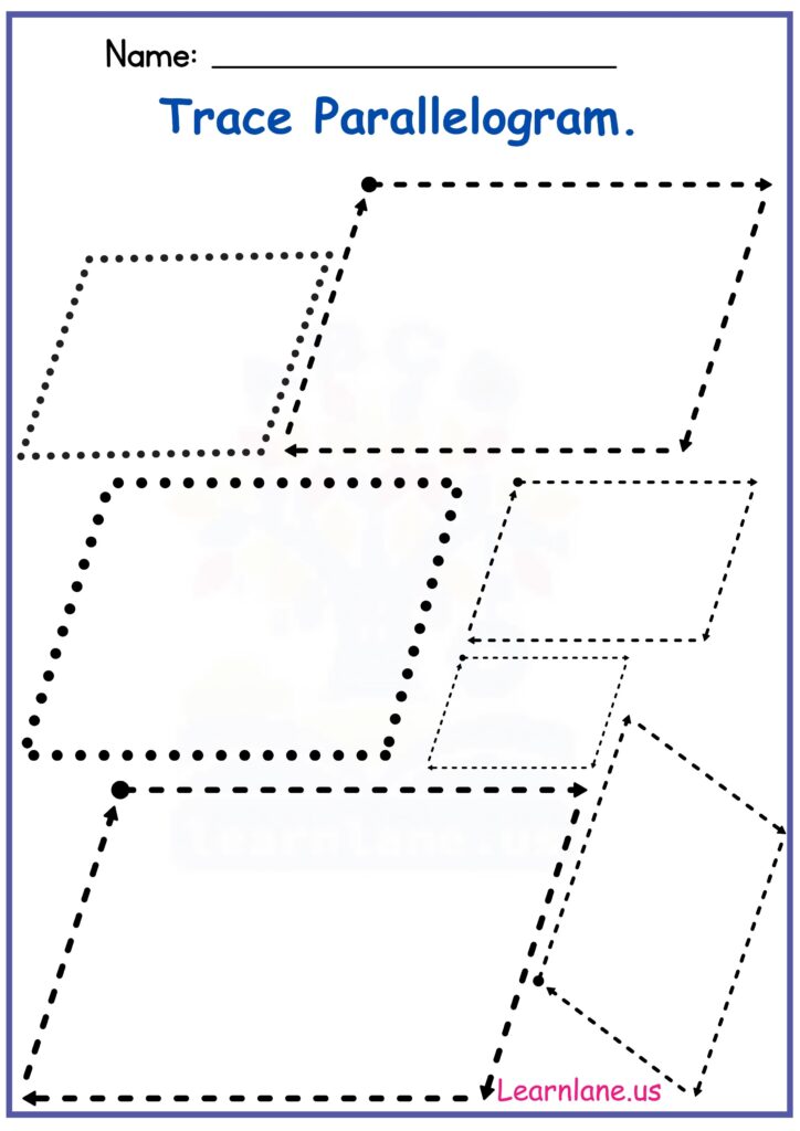 Image showing Parallelogram Tracing Worksheets