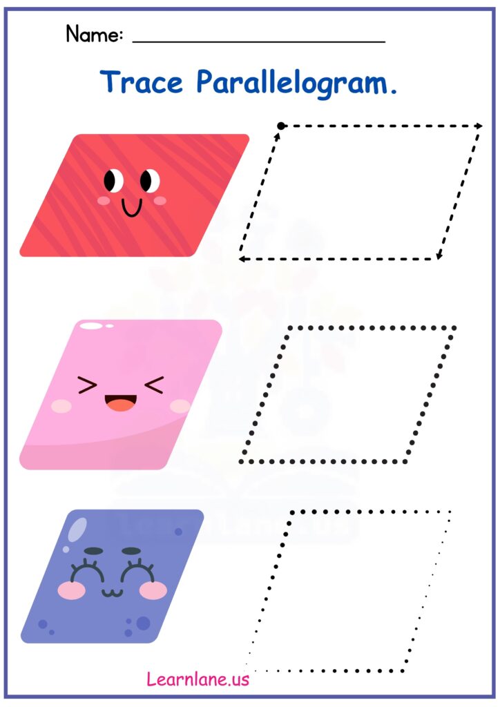 Image showing Parallelogram Tracing Worksheets