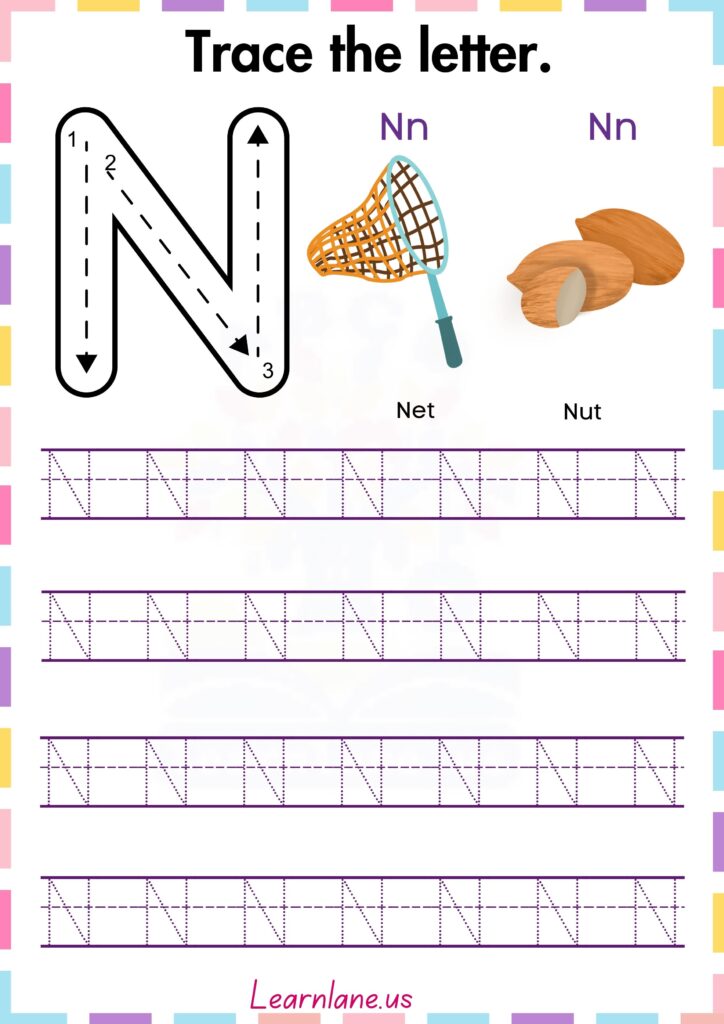 Image showing Letter N Tracing Worksheets for Preschool