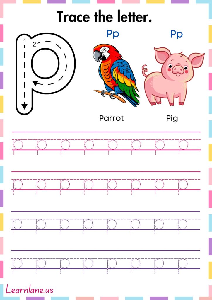 Image showing preschool free printable small letter P worksheet