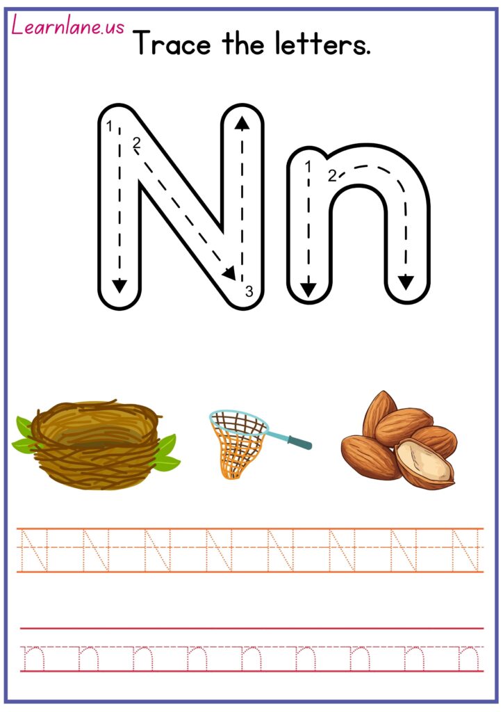 Image showing Letter N Tracing Worksheets for Preschool