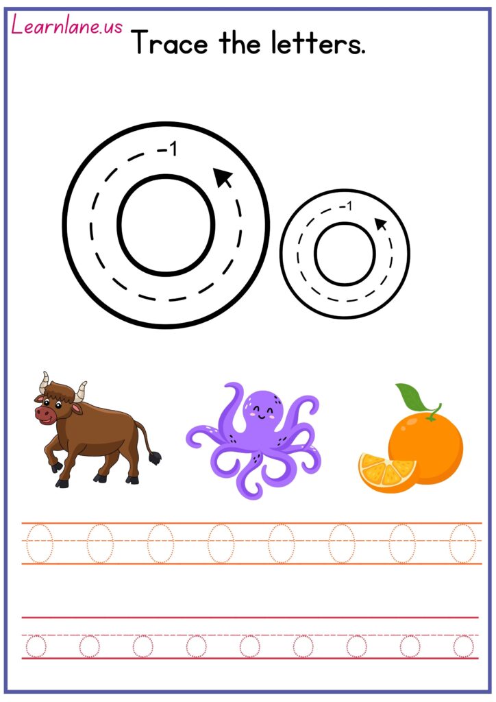 Image showing both capital and small letter O worksheet for preschool fine motor skill development
