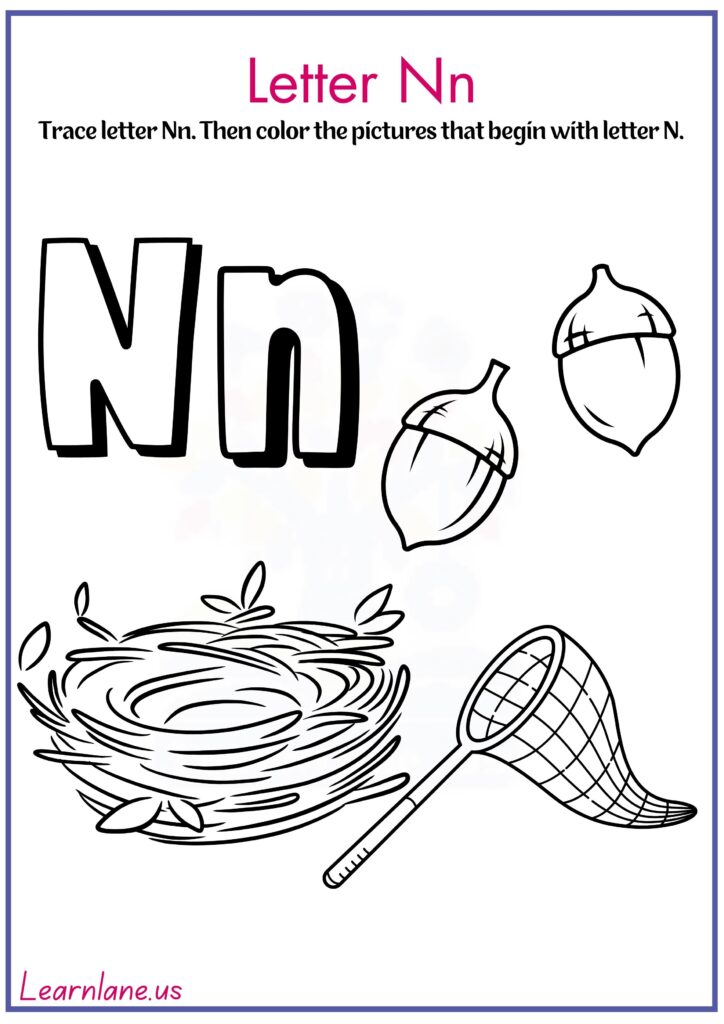 Image showing Letter N Tracing Worksheets for Preschool