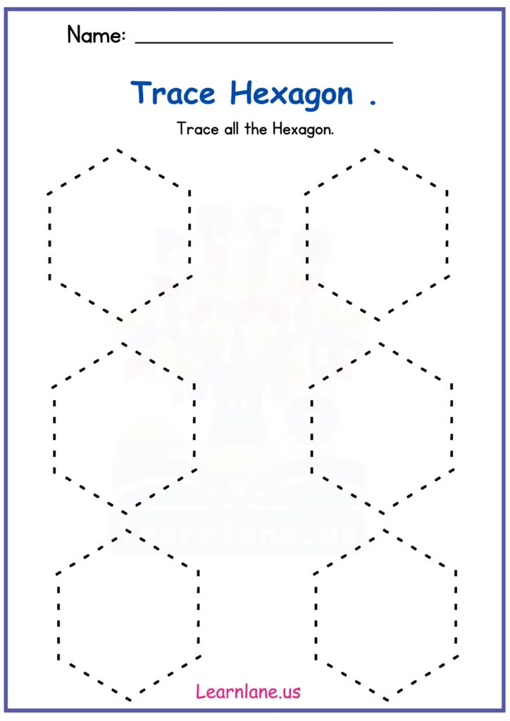 Image showing preschool Hexagon Tracing Worksheets