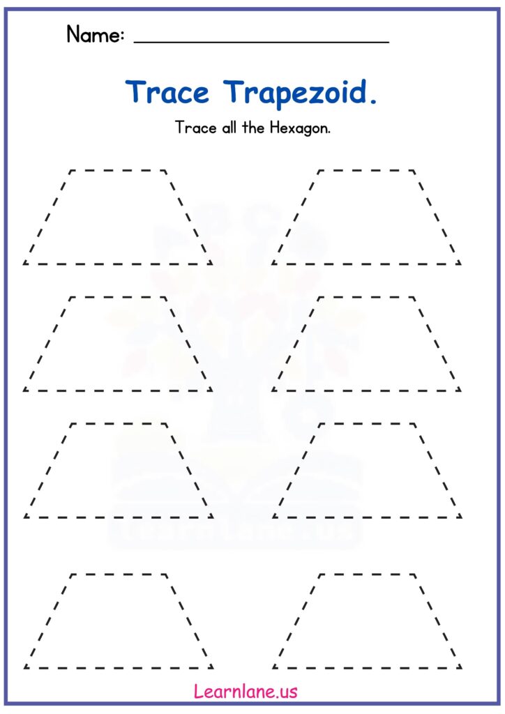 Image showing Trace the Trapezoid Worksheet for Preschool