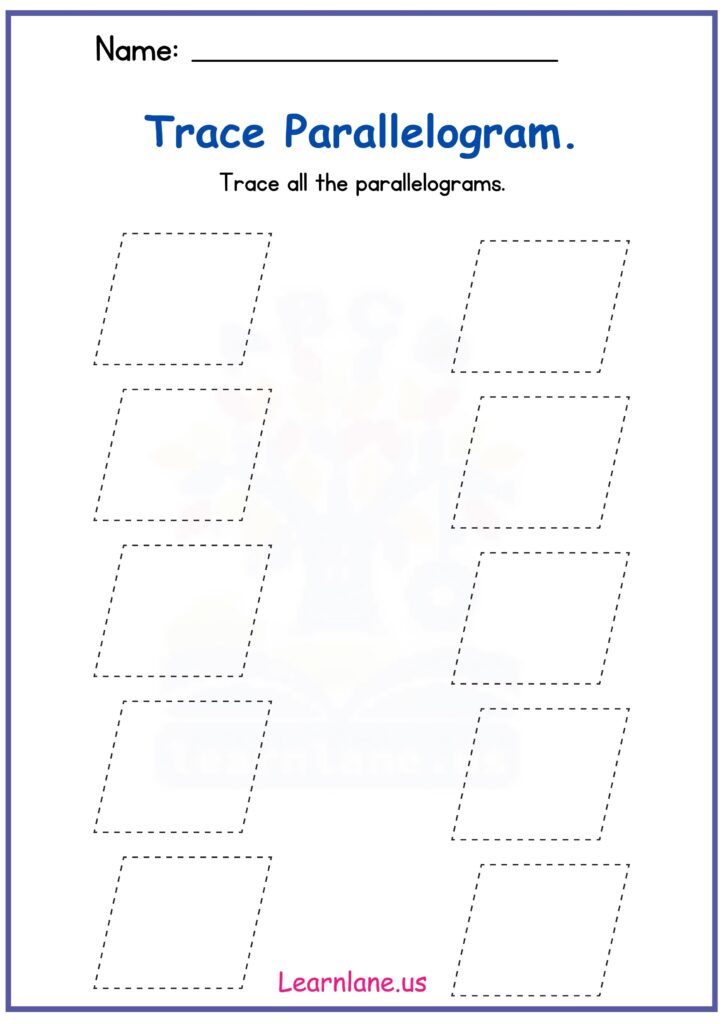 Image showing Parallelogram Tracing Worksheets