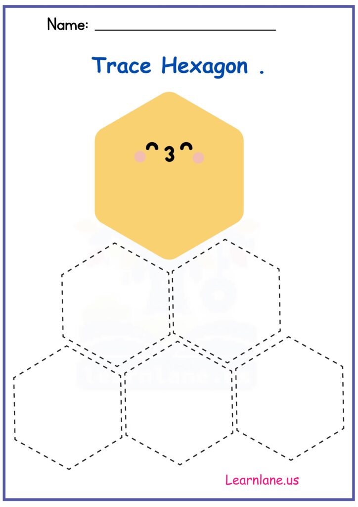 Trace the Shape Hexagon Worksheet for Preschool