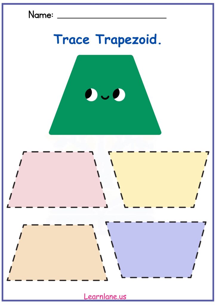 Image showing Trace the Shape Trapezoid Worksheet for Preschool