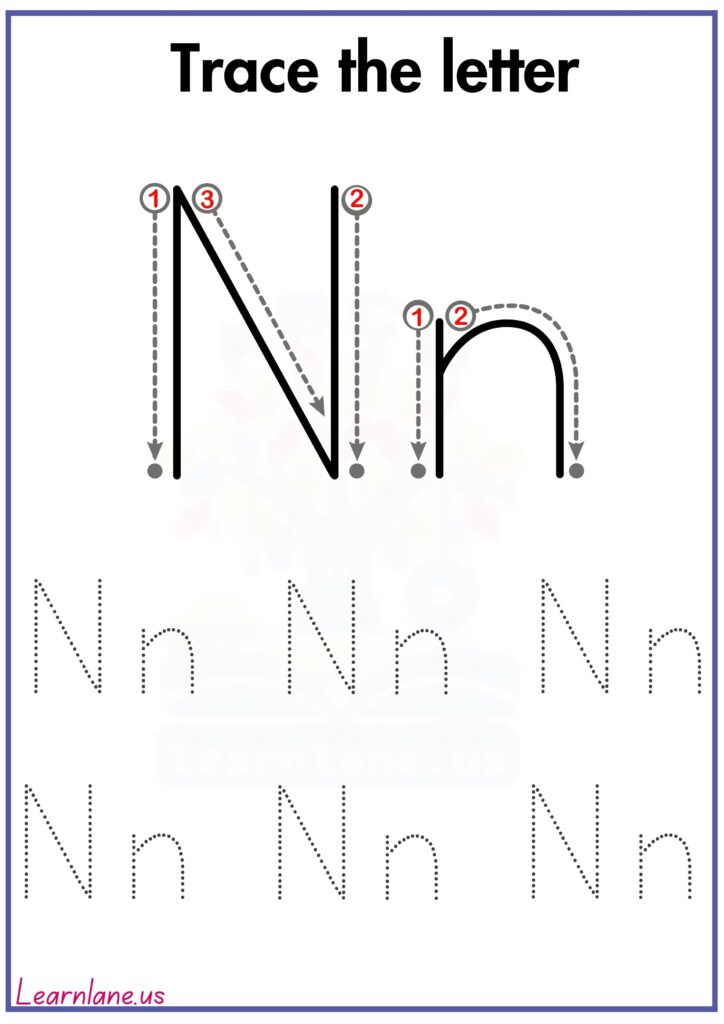 Image showing Letter N Tracing Worksheets for Preschool