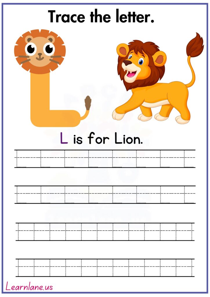 Trace the letter l and practice writing k worksheet for preschool