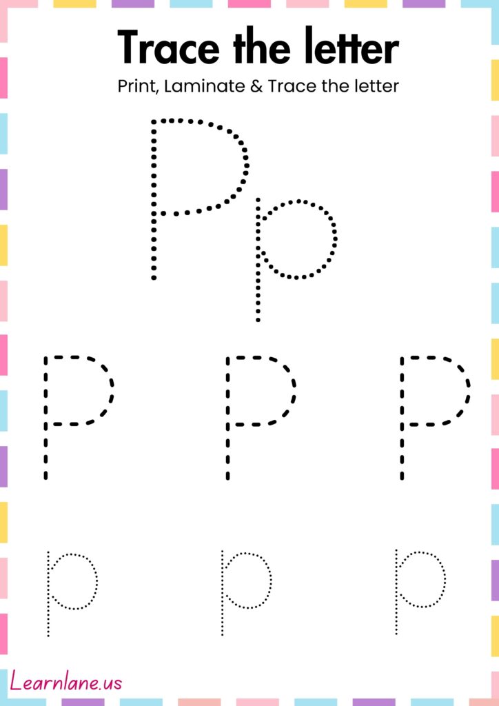 Image showing capital letter P free printable worksheet for preschool