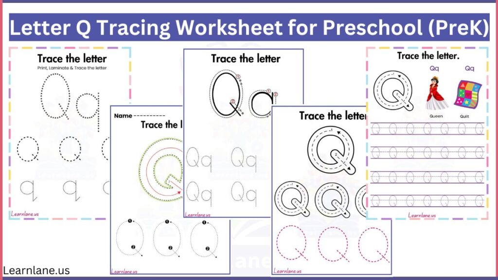 free printable Letter Q Tracing Worksheet for Preschool (PreK) featured image