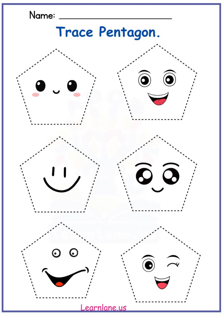Pentagon shape Tracing Worksheet for Preschool