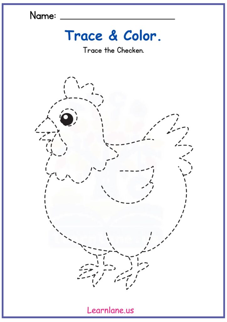 Preschool Chicken Tracing Worksheet – Fun Prewriting Activity