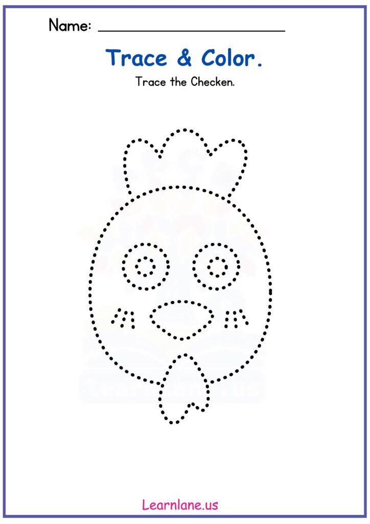 Preschool Farm Animal Tracing Worksheet – Cute Chicken Edition