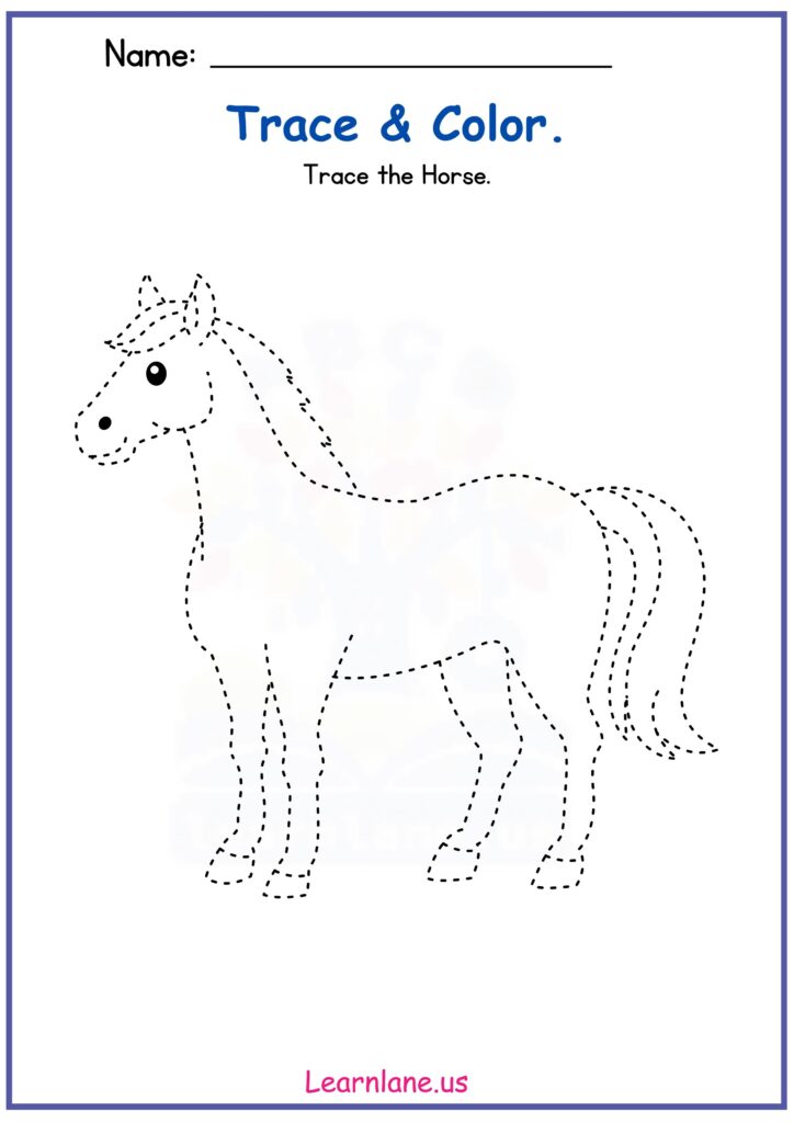 Preschool Horse Tracing Worksheet – Fun Farm Learning