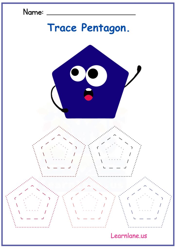 Trace the Shape Pentagon Worksheet for Preschool
