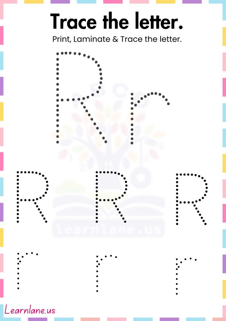Trace the simple letter r preschool Worksheet