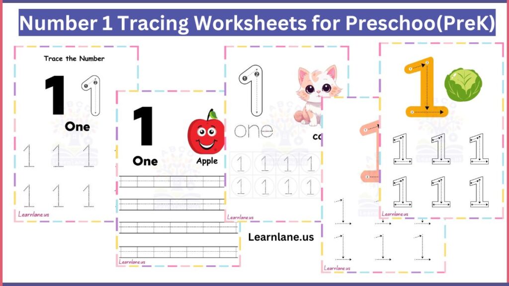free printable Number 1 Tracing Worksheets for Preschool (PreK) featured image