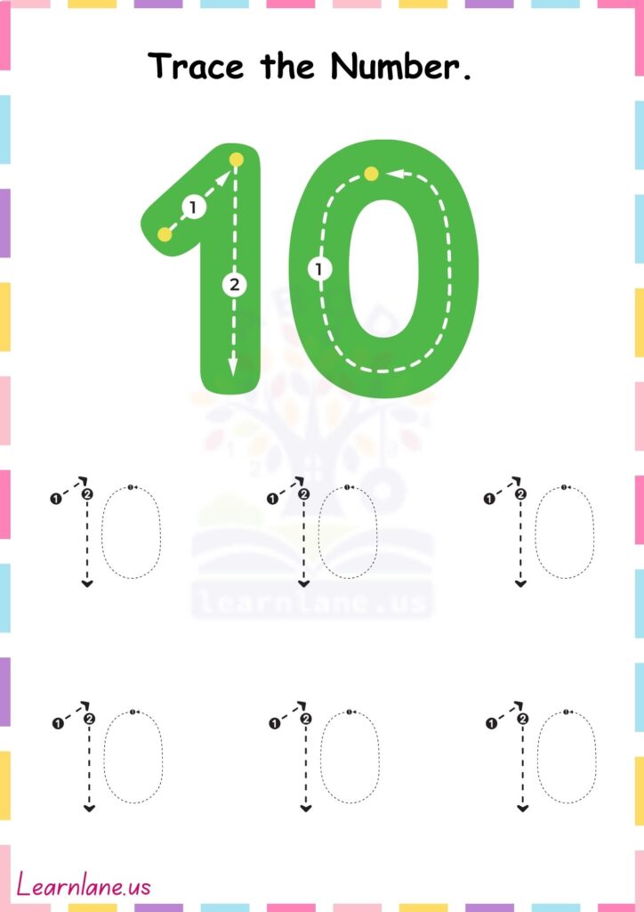 Engaging Number 10 Tracing Printable for Early Learning and Counting