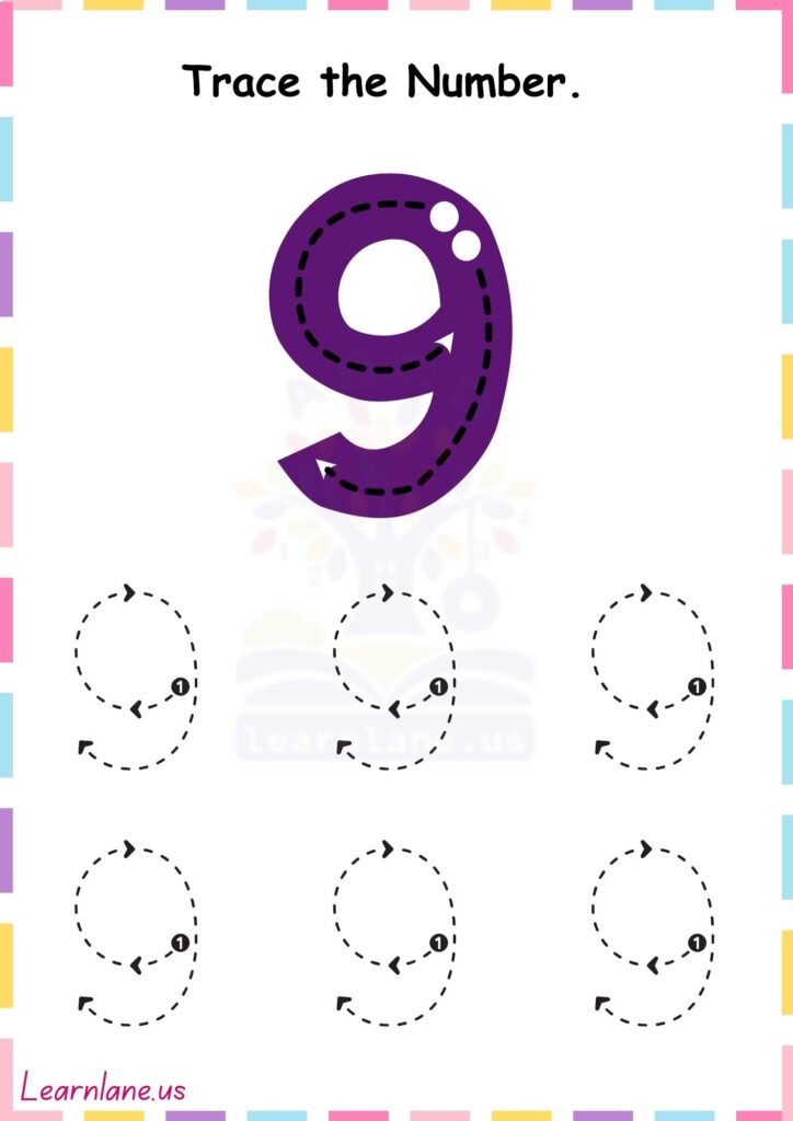 Trace and Learn Number 9 with This Easy Preschool Worksheet