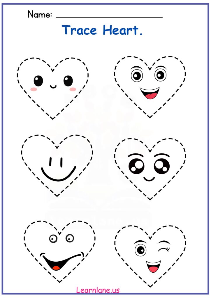 Image showing Fun and Easy Heart Tracing Worksheet for Preschool