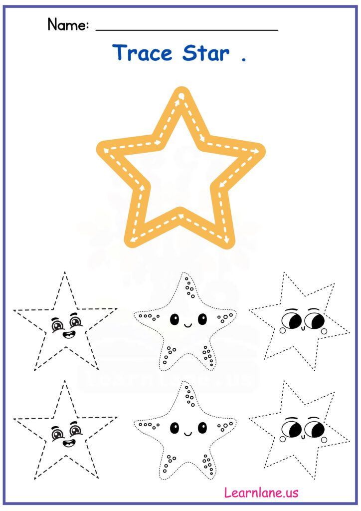 Image showing Fun and Easy Star Tracing Preschool Worksheet