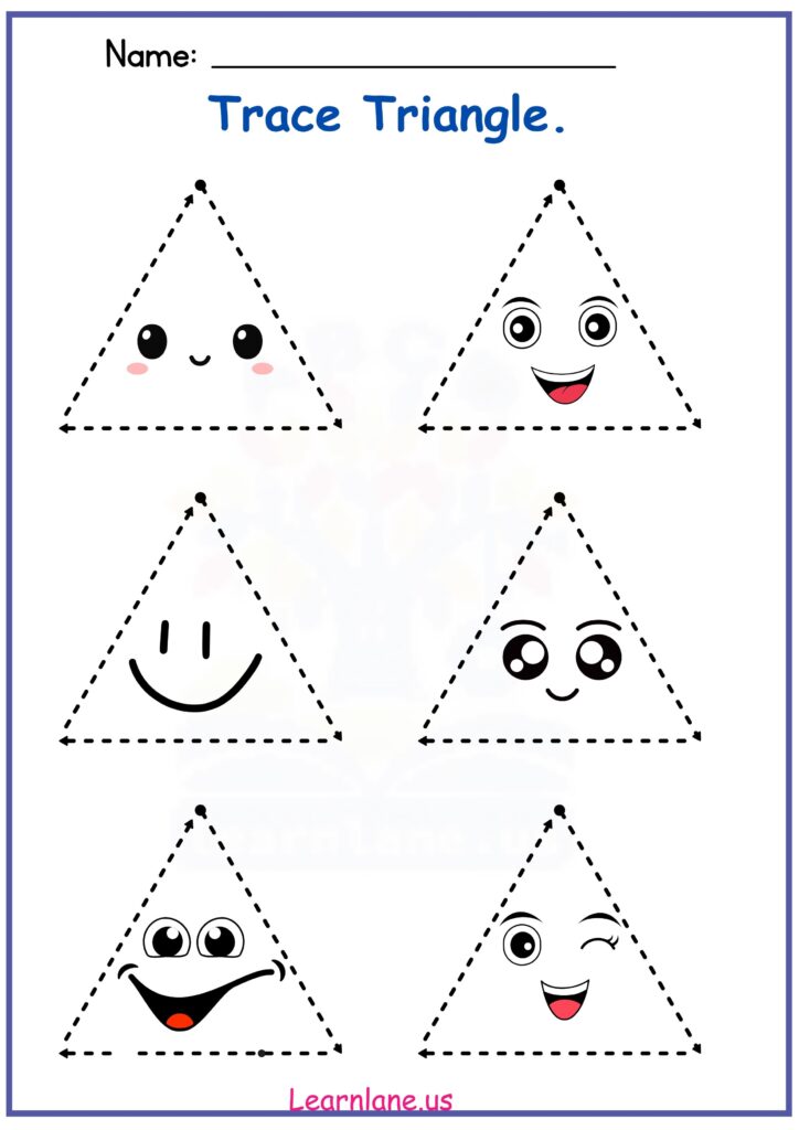 Image showing Fun and Easy Triangle Tracing Worksheet for Preschool