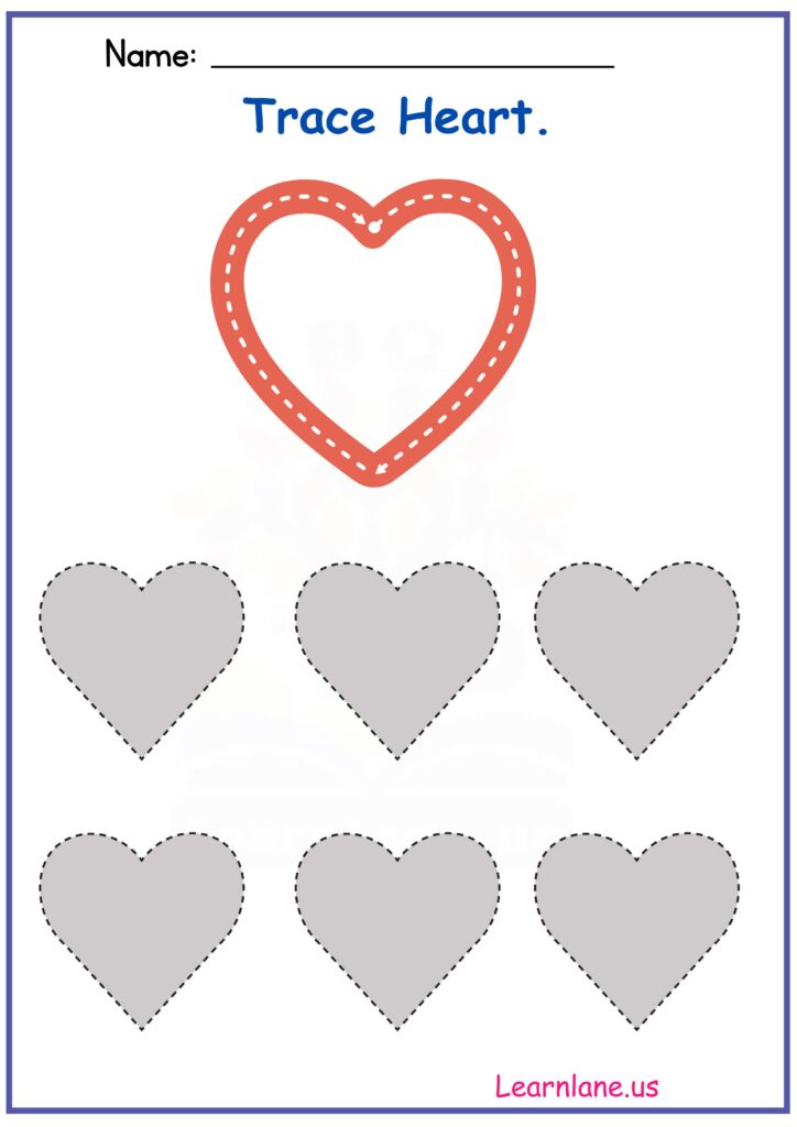 Image showing Heart Tracing Preschool Worksheet