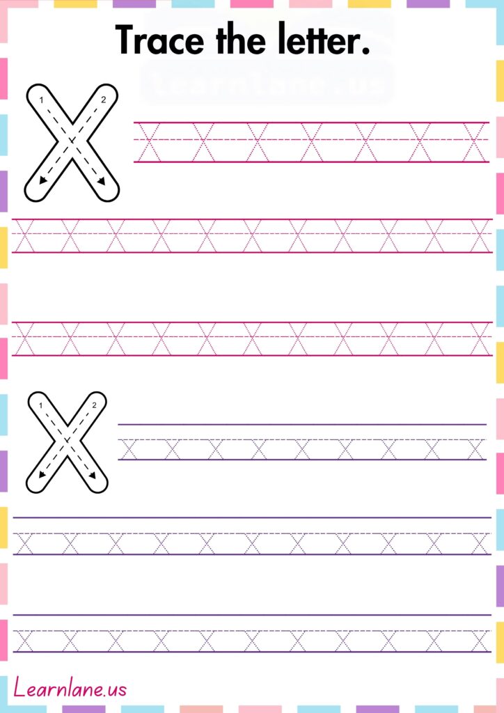 Image showing Trace and practice both Capital and small X preschool worksheet 