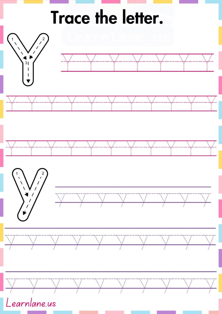 Image showing Trace and practice both Capital and small y preschool worksheet