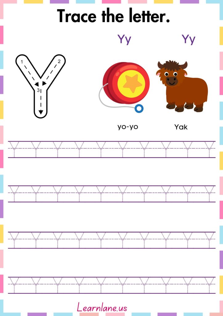 Image showing Trace and practice the letter Capital y worksheet for preschool