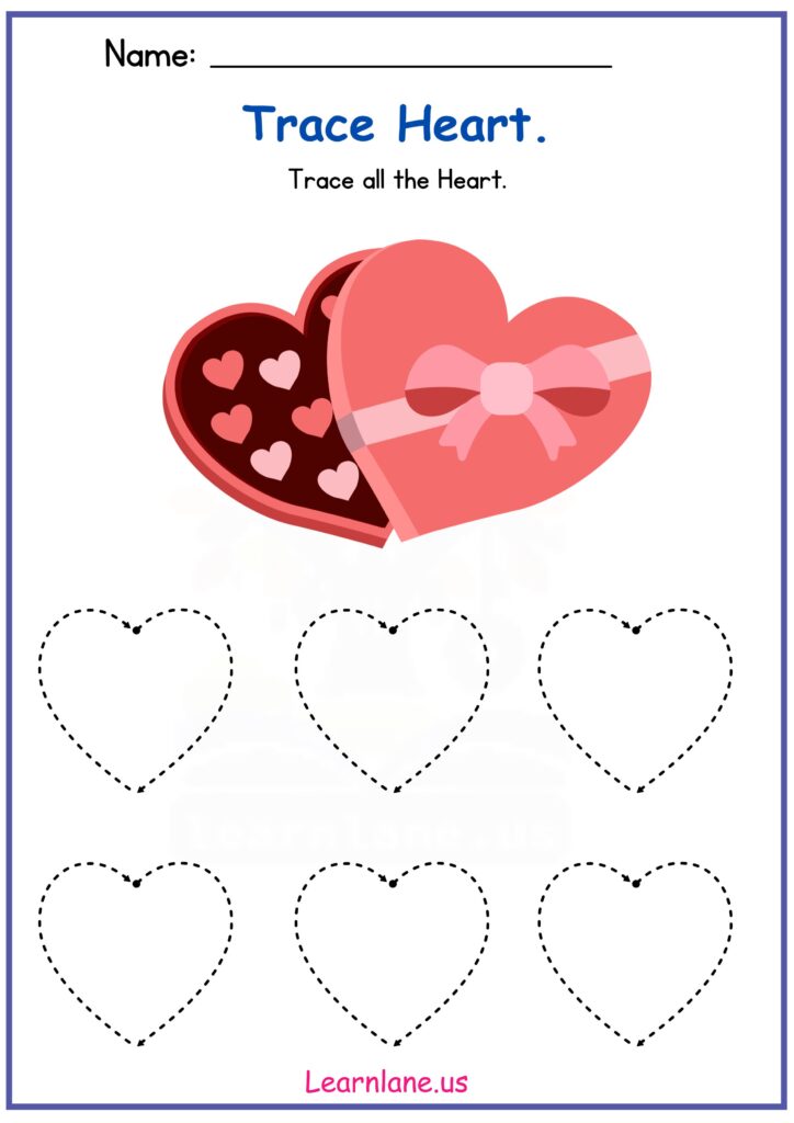Image showing Trace the Heart Worksheet for Preschool