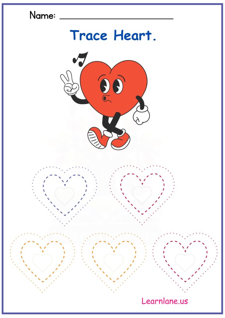 Image showing Trace the Shape Heart Worksheet for Preschool