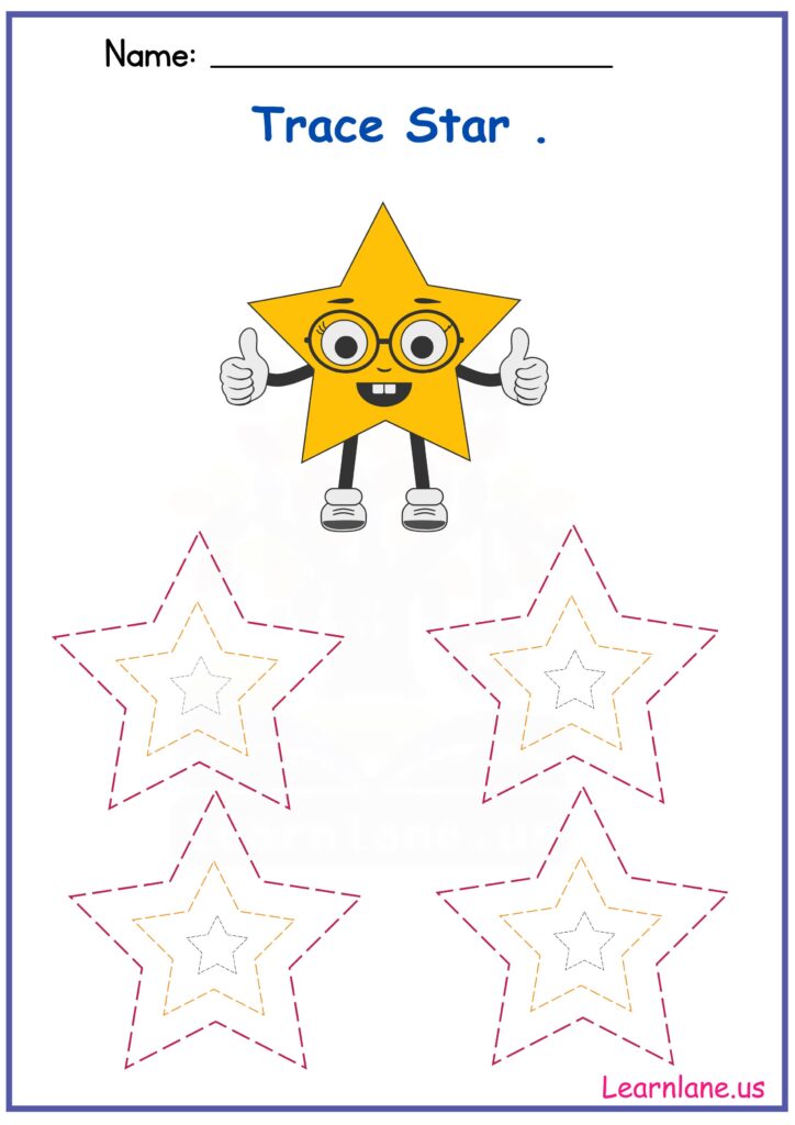 Image showing Trace the Shape Star Worksheet for Preschool