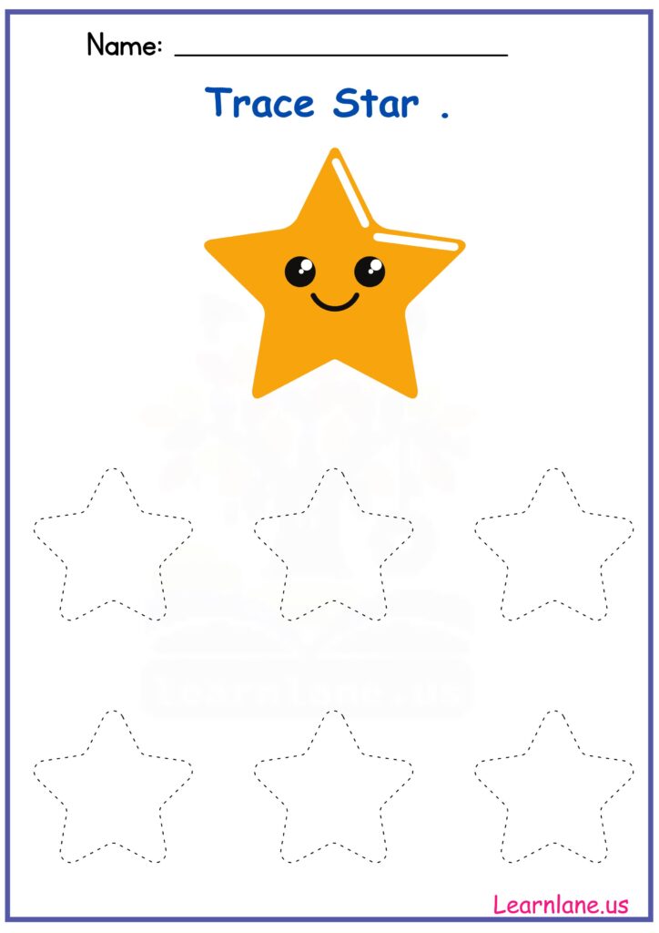 Image showing Trace the Shape Star with Dotted Lines Worksheet for Preschool