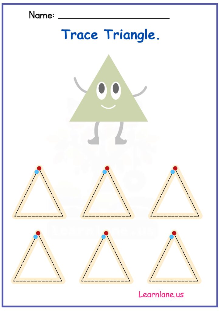 Image showing Trace the Shape Triangle Worksheet for Preschool